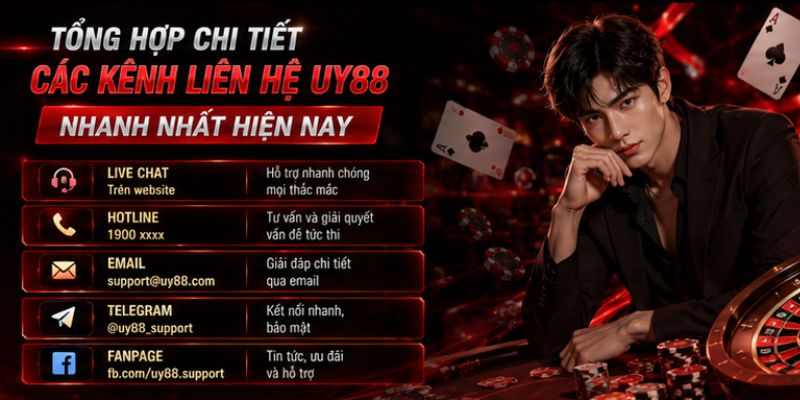 Liên Hệ UY88 – Hotline, Email, Địa Chỉ Và Hướng Dẫn Hỗ Trợ 2 Minh họa các phương thức liên hệ và hỗ trợ khách hàng UY88