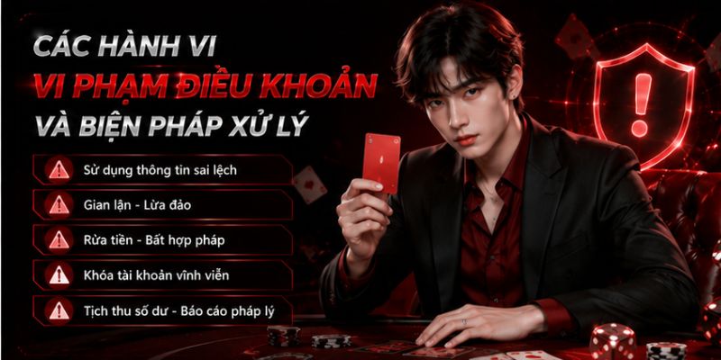 Điều Khoản Điều Kiện UY88 – Quy Định Sử Dụng Dịch Vụ 3 Minh họa các nhóm hành vi vi phạm và quy trình xem xét tại UY88