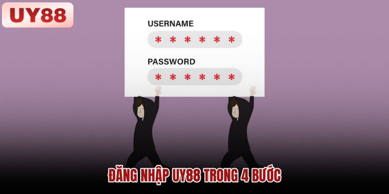 Quy trình đăng nhập UY88 gồm bốn bước Hình minh họa bốn bước truy cập tài khoản UY88